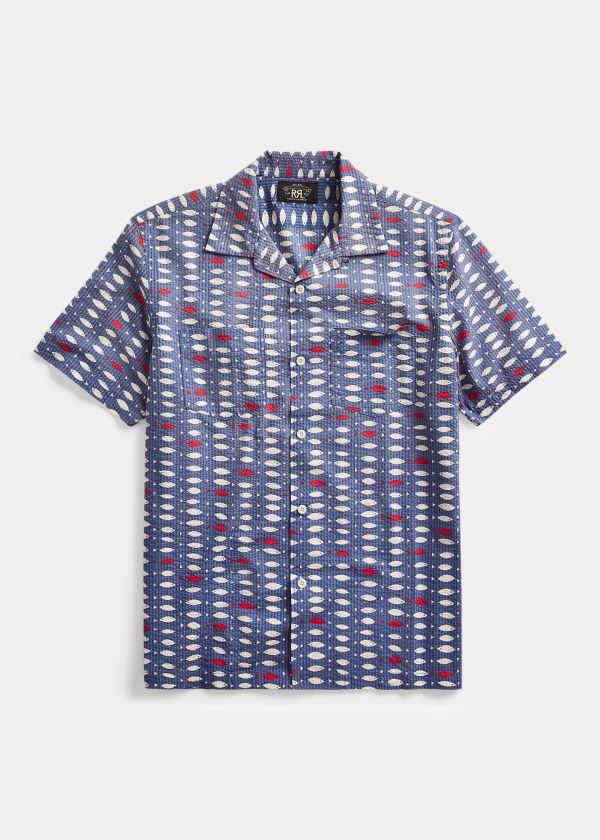 Camisa Ralph Lauren Hombre Azules / Rojos - Fish-Print Seersucker - XGJPU8153